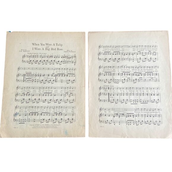 Vintage 1914 Sheet Music: "When You Wore A Tulip & I Wore A Big Red Rose" - Picture 2 of 3